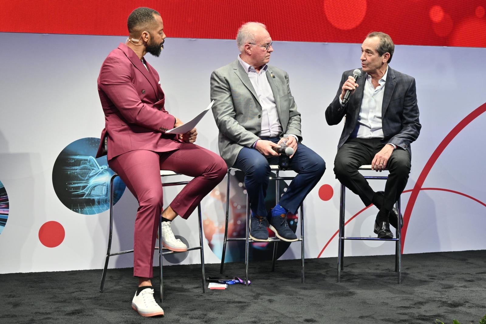 people sitting on a stage