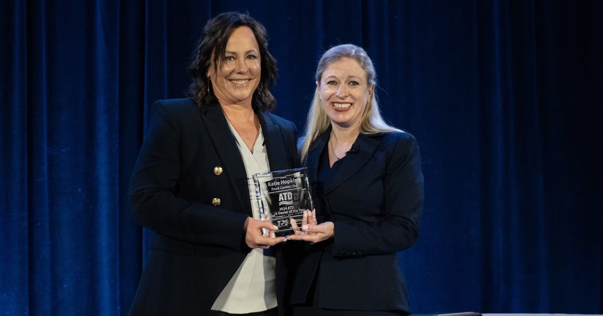 Truck Dealer of the Year 2024 Katie Hopkins with ATD President Laura Perrotta