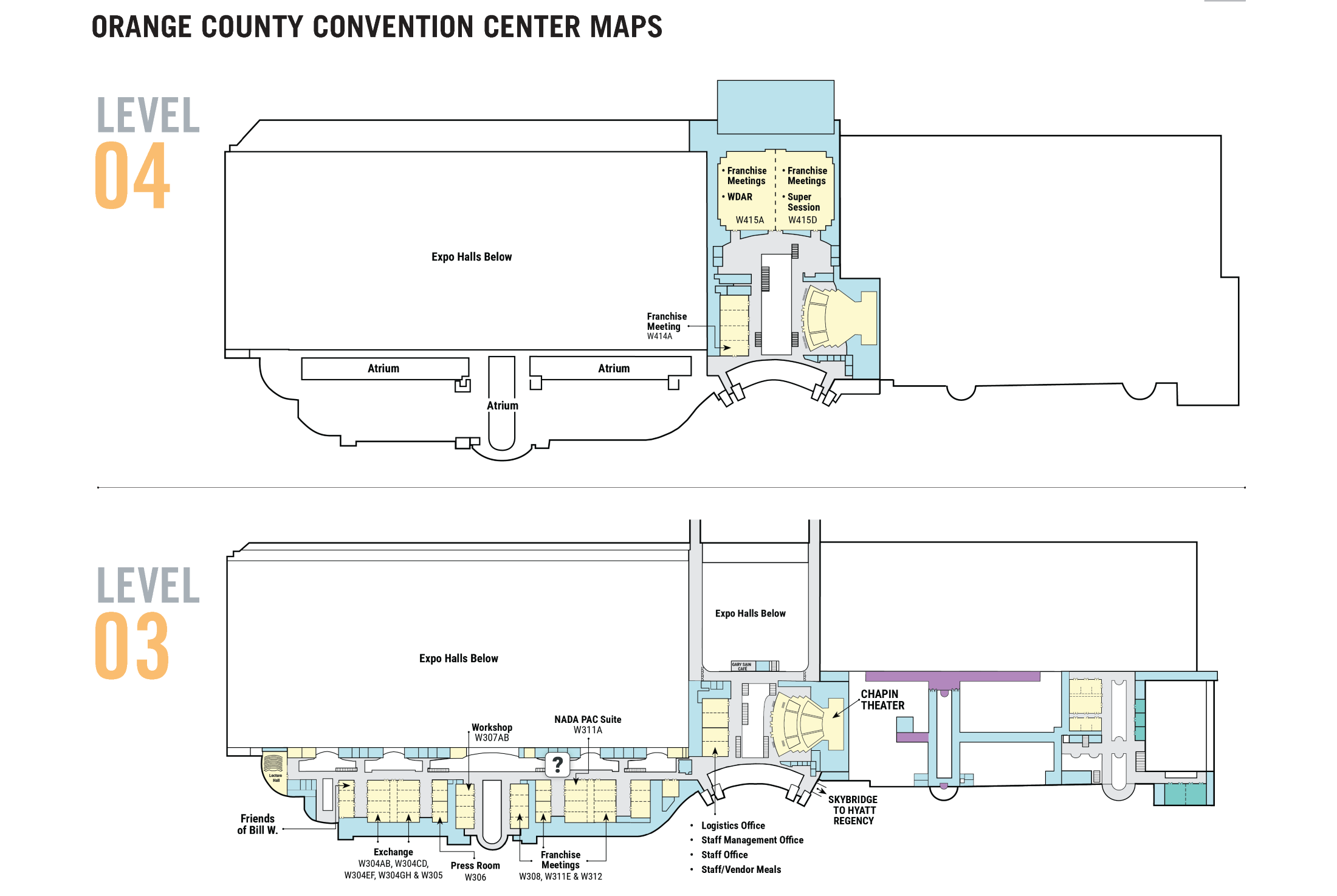 Orange County Convention Center, West Concourse, Levels 3&4
