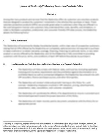 Blurry image of Voluntary Protection Products (VPP) Sample Policy Word document cover