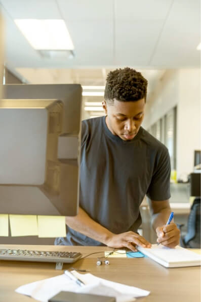 Person on a computer learning.