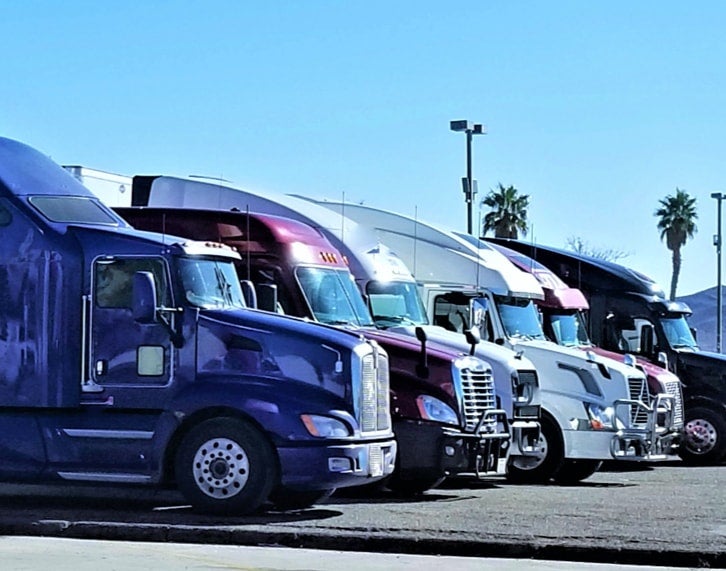 Row of parked semis