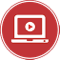Webinar Icon on Red with White Outline